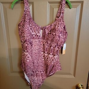 New Womens Maroon & White Swumsuit.